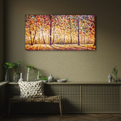 Glasbild Goldener Herbst im Wald