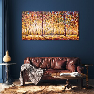 Glasbild Goldener Herbst im Wald