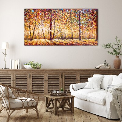 Glasbild Goldener Herbst im Wald