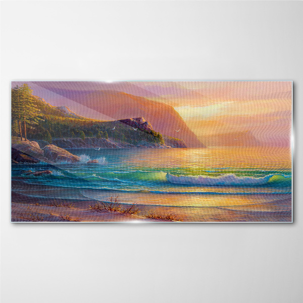 Glasbild Ein ruhiger Morgen am Meer