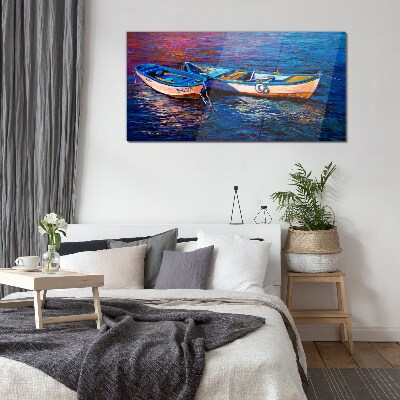 Bild auf glas Ein friedlicher Hafen in der Farbe der Träume