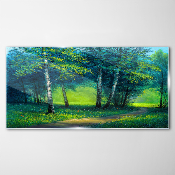 Bild aus glas Grüner Wald in der Sommersonne