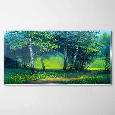 Bild aus glas Grüner Wald in der Sommersonne