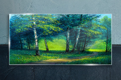 Bild aus glas Grüner Wald in der Sommersonne
