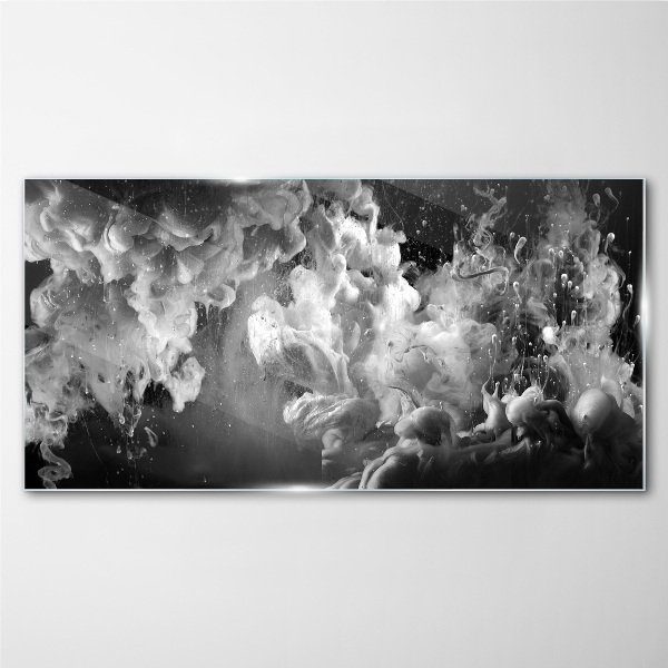 Glasbild Dynamische Wolken in Schwarz und Weiß