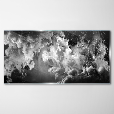 Glasbild Dynamische Wolken in Schwarz und Weiß