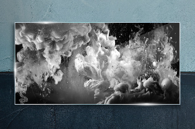 Glasbild Dynamische Wolken in Schwarz und Weiß