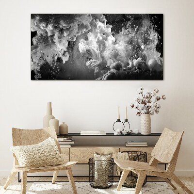 Glasbild Dynamische Wolken in Schwarz und Weiß