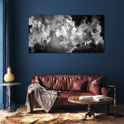 Glasbild Dynamische Wolken in Schwarz und Weiß