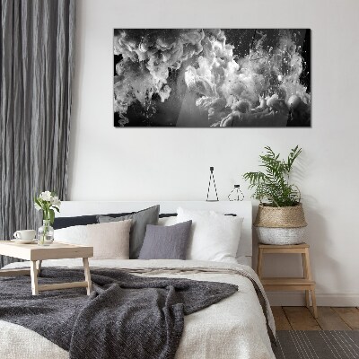 Glasbild Dynamische Wolken in Schwarz und Weiß