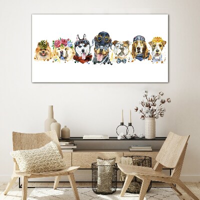 Foto glasbild Hunde in modischen Accessoires