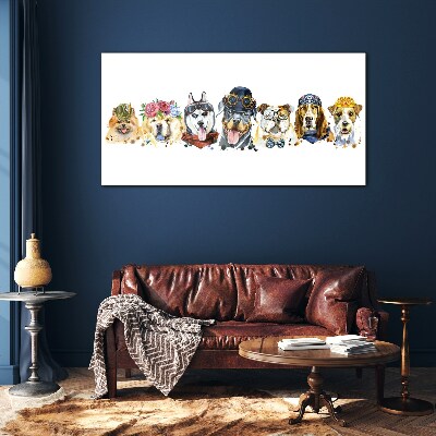 Foto glasbild Hunde in modischen Accessoires
