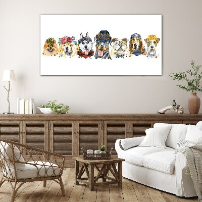 Foto glasbild Hunde in modischen Accessoires