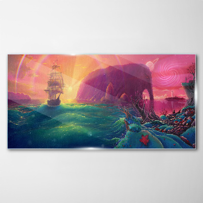 Glasbild Eine magische Reise durch einen farbenfrohen Ozean