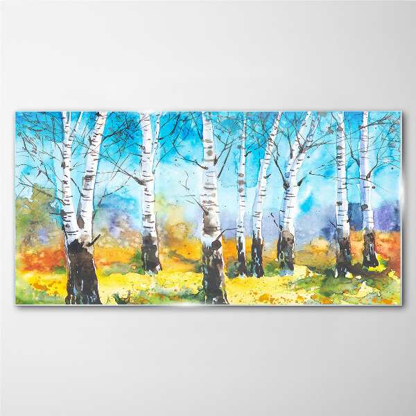Bild auf glas Birken in lebendiger Landschaft