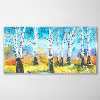 Bild auf glas Birken in lebendiger Landschaft