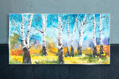 Bild auf glas Birken in lebendiger Landschaft