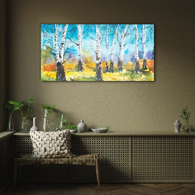 Bild auf glas Birken in lebendiger Landschaft