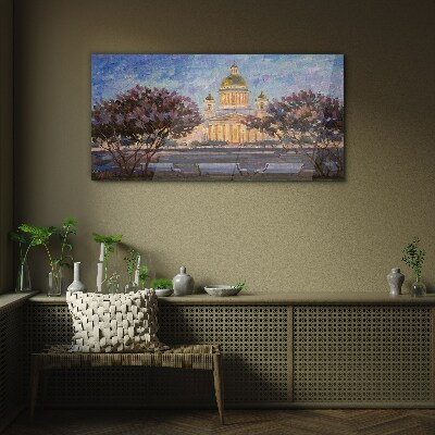 Glasbild Der Dom im Schein der untergehenden Sonne