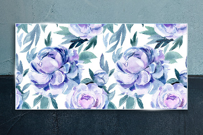 Bild auf glas drucken Blumenlandschaft in Lilatönen