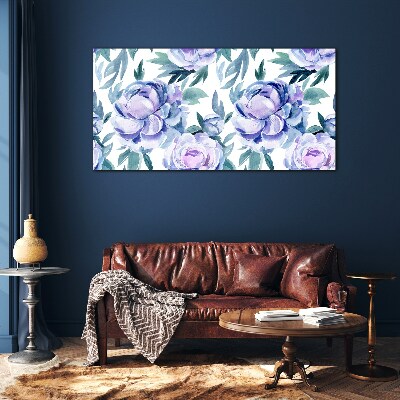 Bild auf glas drucken Blumenlandschaft in Lilatönen