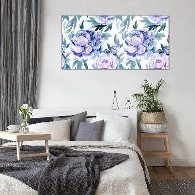 Bild auf glas drucken Blumenlandschaft in Lilatönen