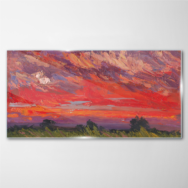 Foto glasbild Sonnenuntergang in Flammen