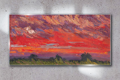 Foto glasbild Sonnenuntergang in Flammen
