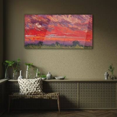 Foto glasbild Sonnenuntergang in Flammen