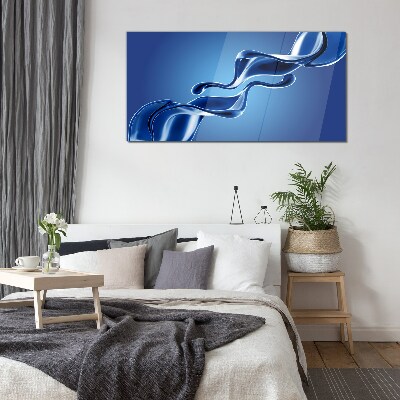 Glasbild Wellen aus blauem Glas
