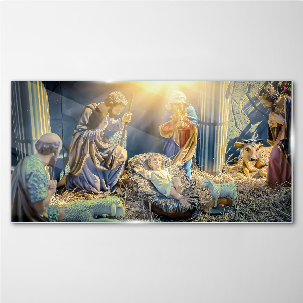 Glasbild Szene der Geburt Jesu