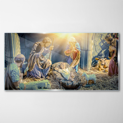 Glasbild Szene der Geburt Jesu