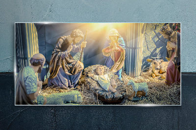 Glasbild Szene der Geburt Jesu