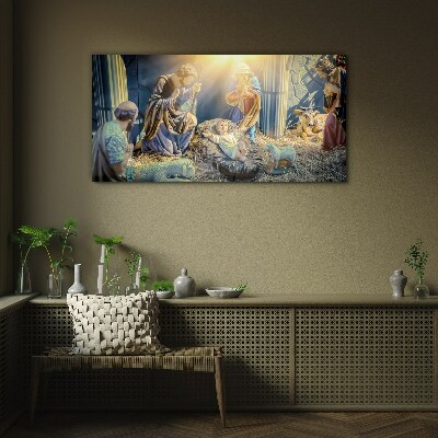 Glasbild Szene der Geburt Jesu
