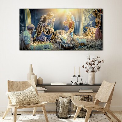 Glasbild Szene der Geburt Jesu