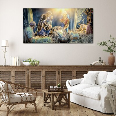 Glasbild Szene der Geburt Jesu