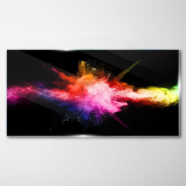 Glasbild Eine Explosion von Farben im Dunkeln