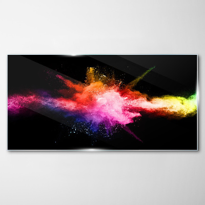 Glasbild Eine Explosion von Farben im Dunkeln