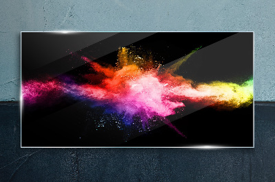 Glasbild Eine Explosion von Farben im Dunkeln