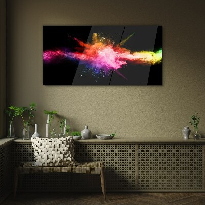 Glasbild Eine Explosion von Farben im Dunkeln