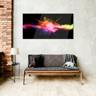 Glasbild Eine Explosion von Farben im Dunkeln