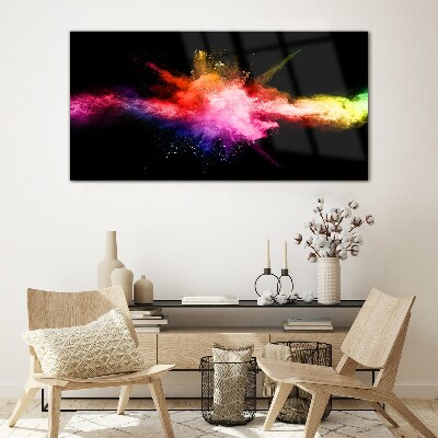 Glasbild Eine Explosion von Farben im Dunkeln