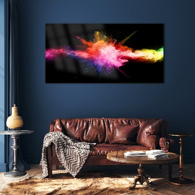 Glasbild Eine Explosion von Farben im Dunkeln