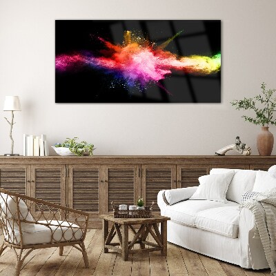 Glasbild Eine Explosion von Farben im Dunkeln