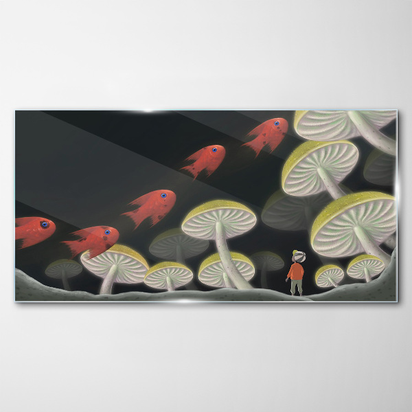 Glasbild Die fantastische Welt der Fische und Pilze