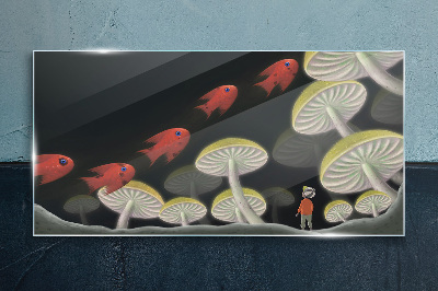 Glasbild Die fantastische Welt der Fische und Pilze
