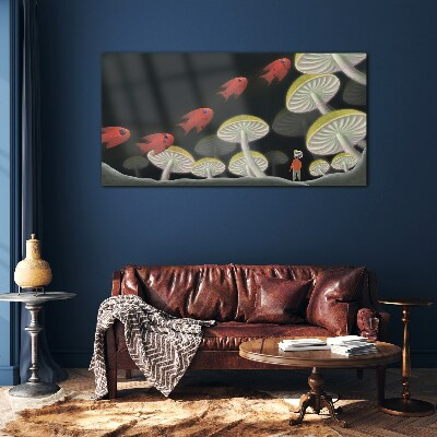 Glasbild Die fantastische Welt der Fische und Pilze