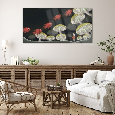Glasbild Die fantastische Welt der Fische und Pilze