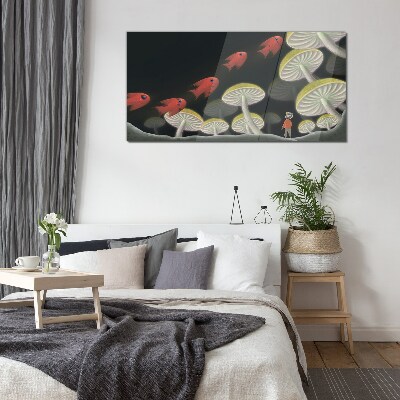 Glasbild Die fantastische Welt der Fische und Pilze