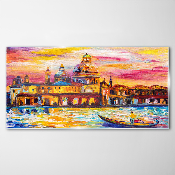 Glasbild Venedig in den Farben des Sonnenuntergangs